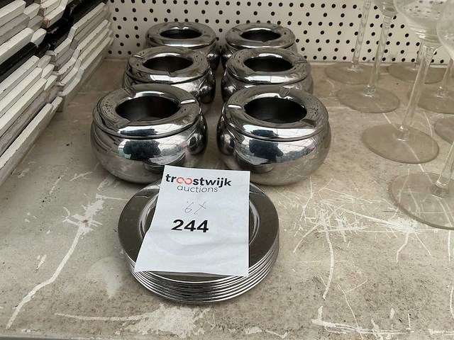Decoratiemateriaal asbakken met onderschoteltje (6x) - afbeelding 1 van  1