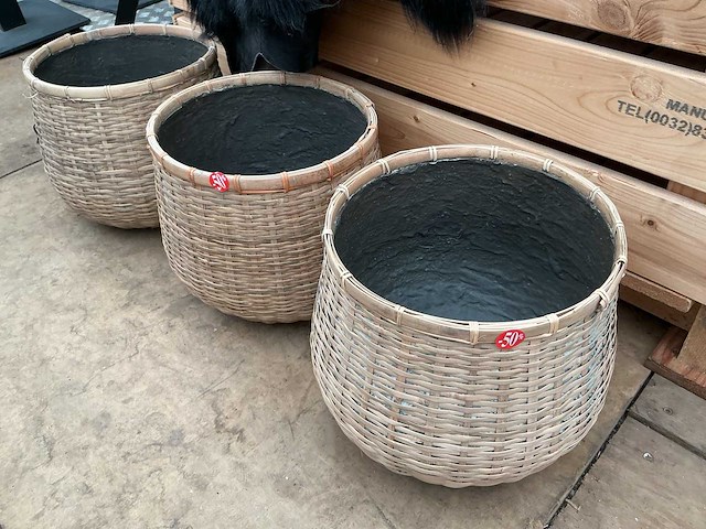Decoratie,rieten manden (3x) - afbeelding 1 van  2