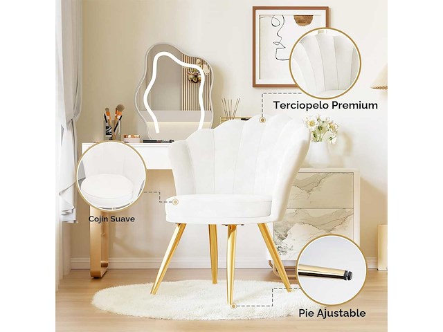 Decoratieve fluwelen fauteuil met gouden metalen poten - afbeelding 2 van  6