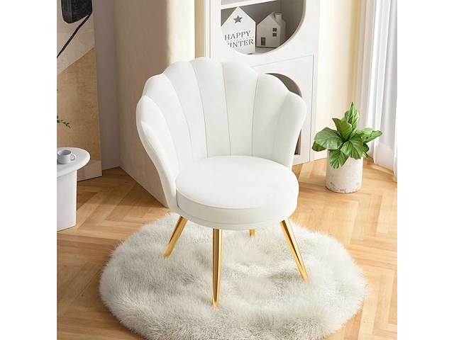 Decoratieve fluwelen fauteuil met gouden metalen poten - afbeelding 3 van  6