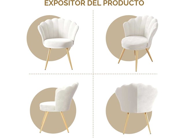Decoratieve fluwelen fauteuil met gouden metalen poten - afbeelding 5 van  6
