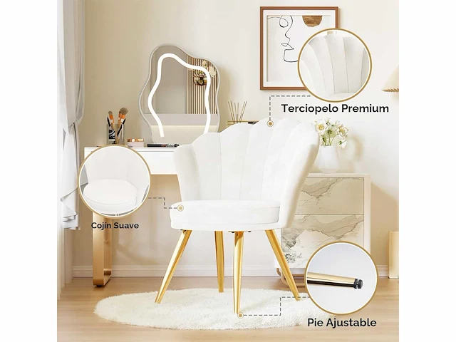 Decoratieve fluwelen fauteuil met gouden metalen poten - afbeelding 3 van  7