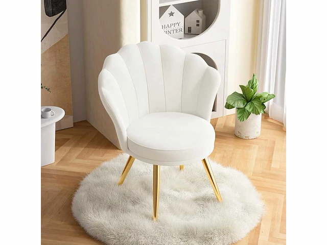 Decoratieve fluwelen fauteuil met gouden metalen poten - afbeelding 4 van  7