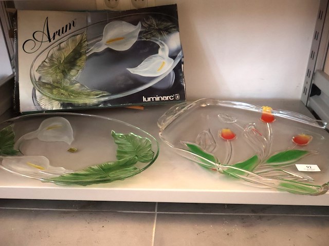 Decoratieve glazen schaal (x2) - afbeelding 1 van  4
