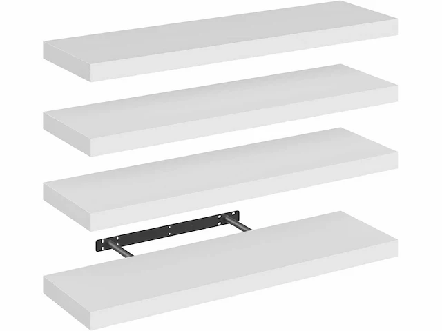 Decoratieve mdf wandplanken, set van 4 hangplanken, wit - afbeelding 2 van  5