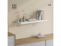 Decoratieve mdf wandplanken, set van 4 hangplanken, wit - afbeelding 3 van  5