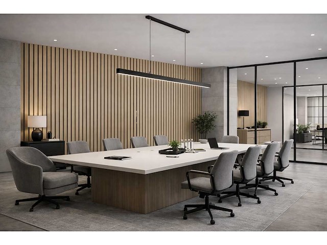 Decoratieve strip (10x) akoestisch wandpaneel crème 2700x600x21mm - afbeelding 3 van  3