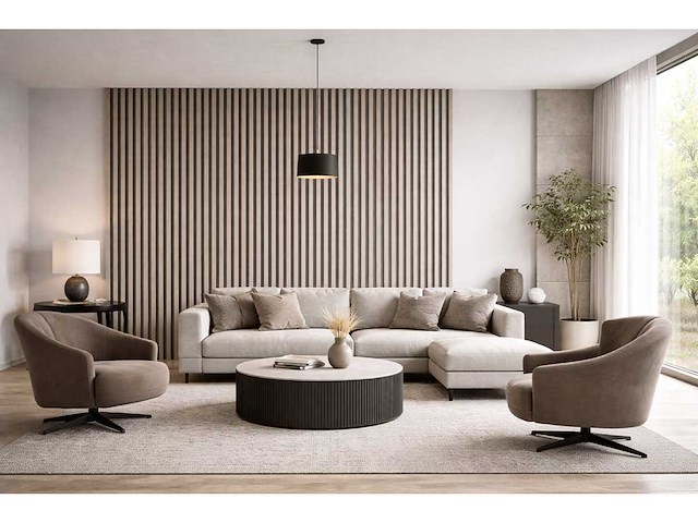 Decoratieve strip (10x) akoestisch wandpaneel grijs 2700x600x21mm - afbeelding 2 van  3