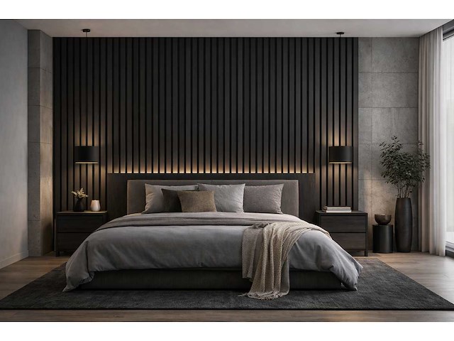 Decoratieve strip (12x) akoestisch wandpaneel zwart 2720x620x50mm - afbeelding 9 van  12