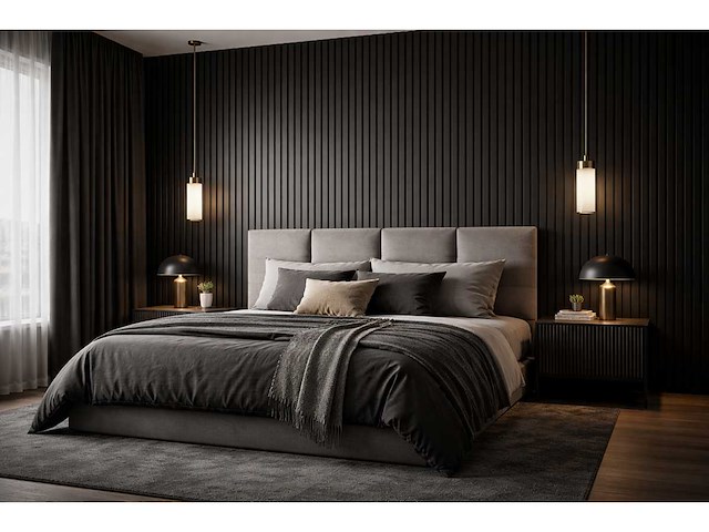 Decoratieve strip (5x) akoestisch wandpaneel donkergrijs 2700x600x21mm - afbeelding 3 van  3