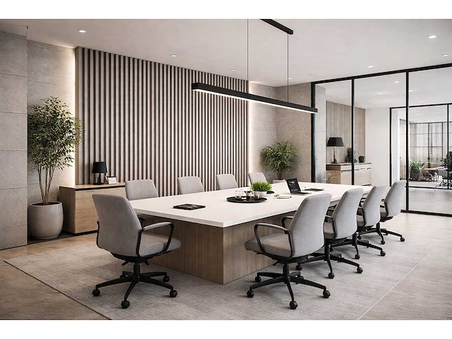 Decoratieve strip (5x) akoestisch wandpaneel grijs 2700x600x21mm - afbeelding 3 van  3
