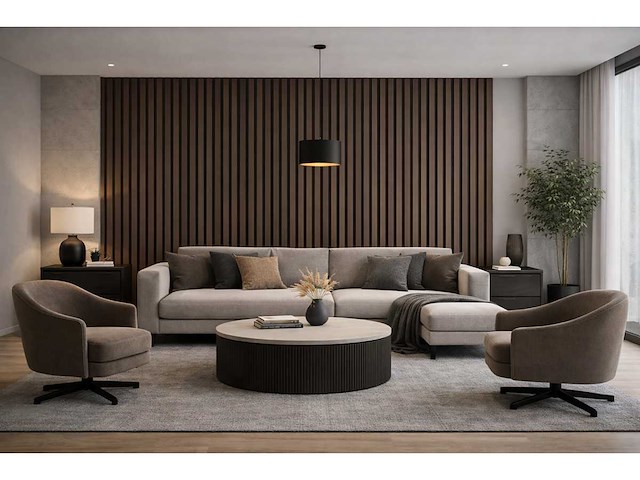 Decoratieve strips (20x) akoestische wandpaneel walnoot 2700x600x21mm - afbeelding 3 van  3