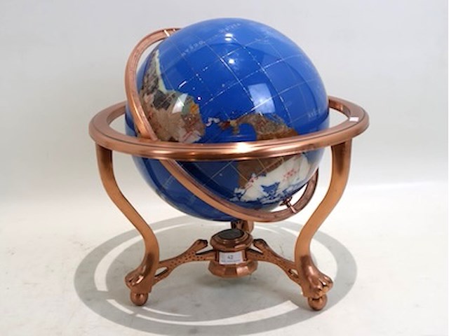 Decoratieve wereldbol blauw - afbeelding 1 van  5