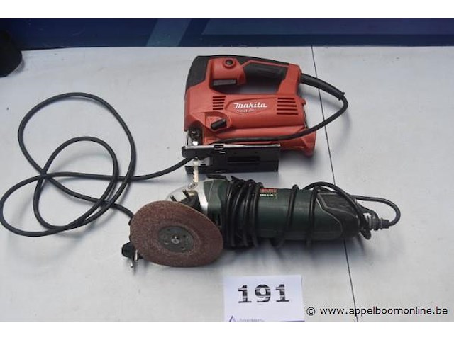Decoupeerzaagmachine makita plus slijptol bosch pws850-125, werking niet gekend - afbeelding 1 van  3