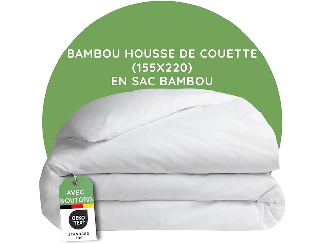 Dekbedovertrek van bamboe, 155 x 220 cm, wit effen - afbeelding 1 van  1