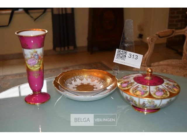 Dekseldoosje, vaasje geschilderd en verguld dieue caelsbad - afbeelding 1 van  6