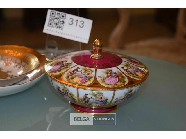 Dekseldoosje, vaasje geschilderd en verguld dieue caelsbad - afbeelding 3 van  6