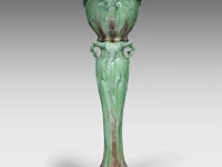 Delphin massier (1836-1907), a jardinière on stand decorated with thistles, total h: 145 cm