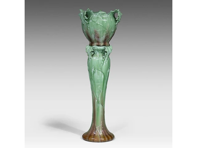 Delphin massier (1836-1907), a jardinière on stand decorated with thistles, total h: 145 cm - afbeelding 2 van  9