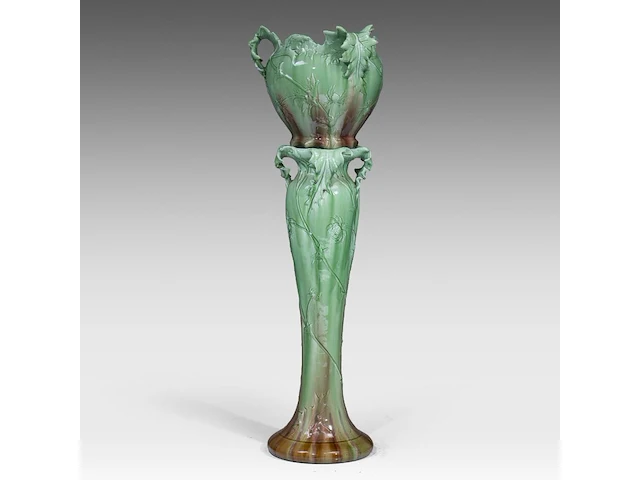 Delphin massier (1836-1907), a jardinière on stand decorated with thistles, total h: 145 cm - afbeelding 3 van  9