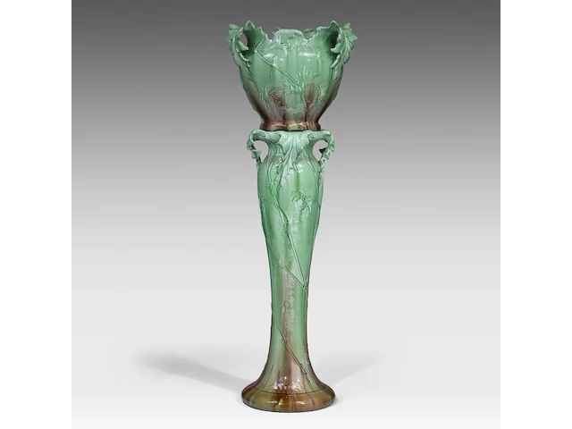 Delphin massier (1836-1907), a jardinière on stand decorated with thistles, total h: 145 cm - afbeelding 4 van  9