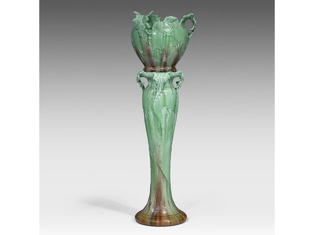 Delphin massier (1836-1907), a jardinière on stand decorated with thistles, total h: 145 cm - afbeelding 5 van  9