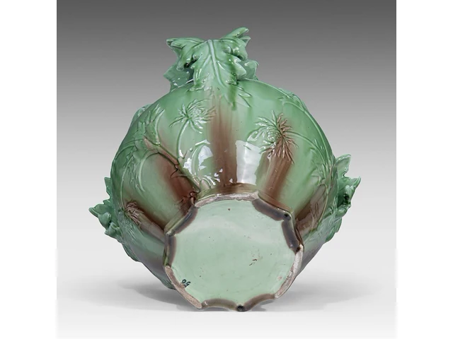 Delphin massier (1836-1907), a jardinière on stand decorated with thistles, total h: 145 cm - afbeelding 9 van  9