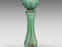 Delphin massier (1836-1907), green glazed ceramic jardinière on stand decorated with thistles 113 cm. (44.49 in.) - afbeelding 4 van  8
