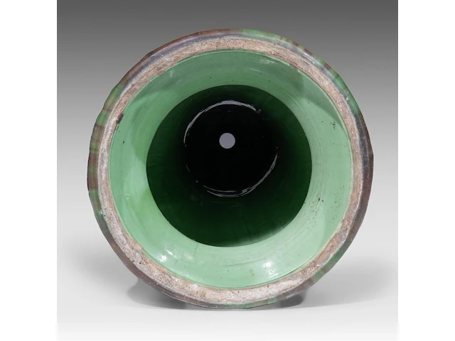 Delphin massier (1836-1907), green glazed ceramic jardinière on stand decorated with thistles 113 cm. (44.49 in.) - afbeelding 6 van  8