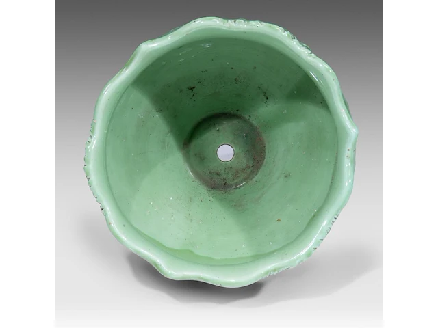 Delphin massier (1836-1907), green glazed ceramic jardinière on stand decorated with thistles 113 cm. (44.49 in.) - afbeelding 7 van  8