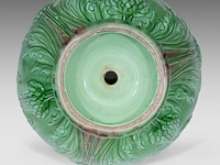 Delphin massier (1836-1907), green glazed ceramic jardinière on stand decorated with thistles 113 cm. (44.49 in.) - afbeelding 8 van  8
