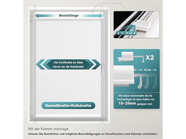 Denfoon verduisterend rolgordijn (80 x 200 cm) - afbeelding 3 van  4