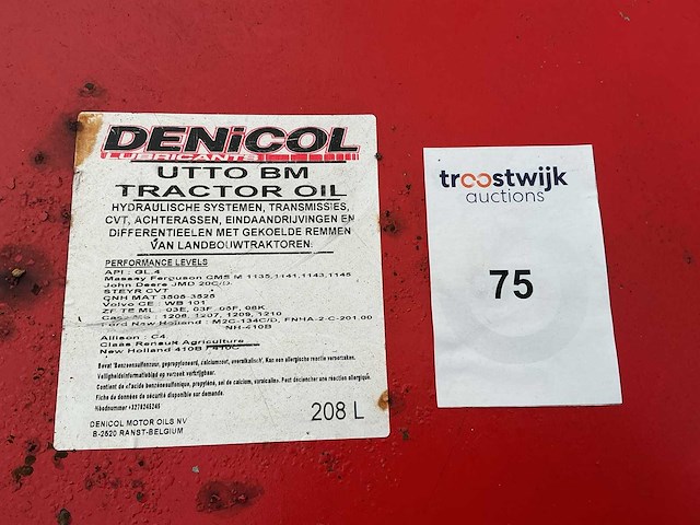Denicol inhoud 208 liter utto bm transmissie olie tractoren - afbeelding 1 van  1