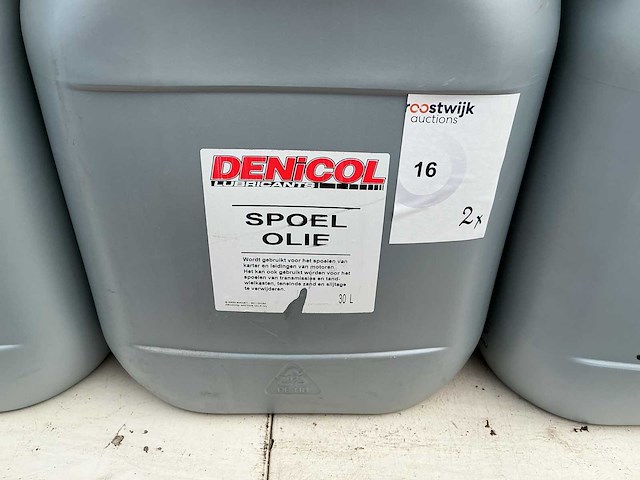 Denicol inhoud 30 liter sae 15w50 spoel oil + motor oil smeermiddel (2x) - afbeelding 1 van  2