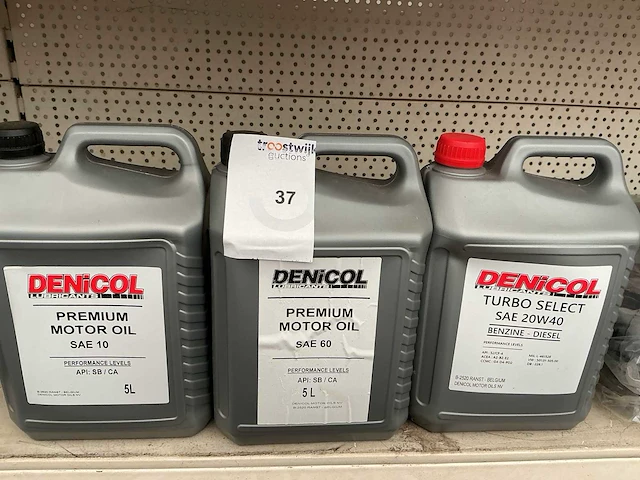 Denicol inhoud 5 liter sae 10,sae 60,sae 20w40 motor olie (3x) - afbeelding 1 van  1