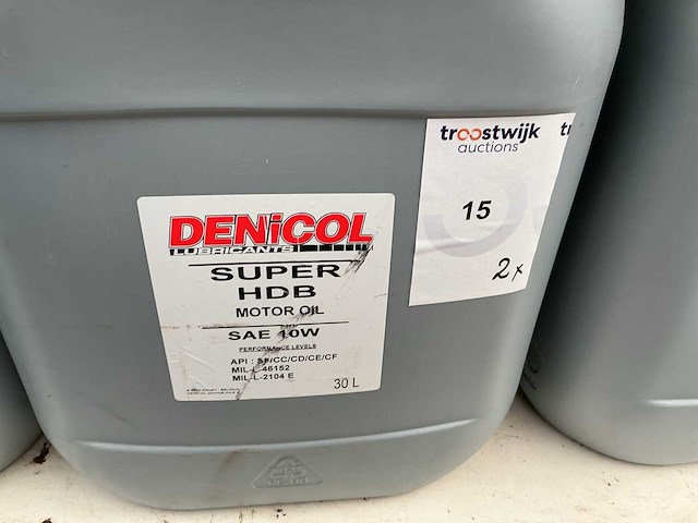 Denicol motor oil sae 10w+ solube oil exstra,smeermiddel inhoud 30 liter (2x) - afbeelding 1 van  2