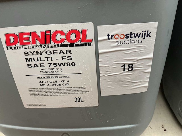 Denicol,transmissie olie,sae 75w80,inhoud 30 liter - afbeelding 1 van  2