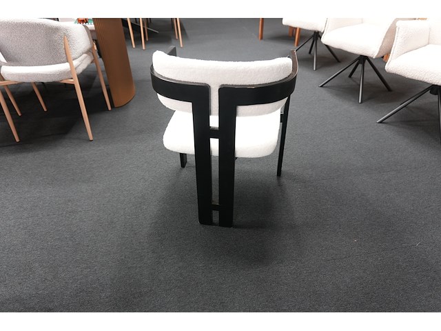 Design armstoel zwart frame wit bouclé – set van 8 - afbeelding 6 van  10