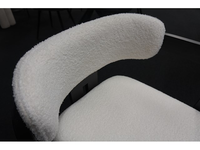 Design armstoel zwart frame wit bouclé – set van 8 - afbeelding 7 van  10