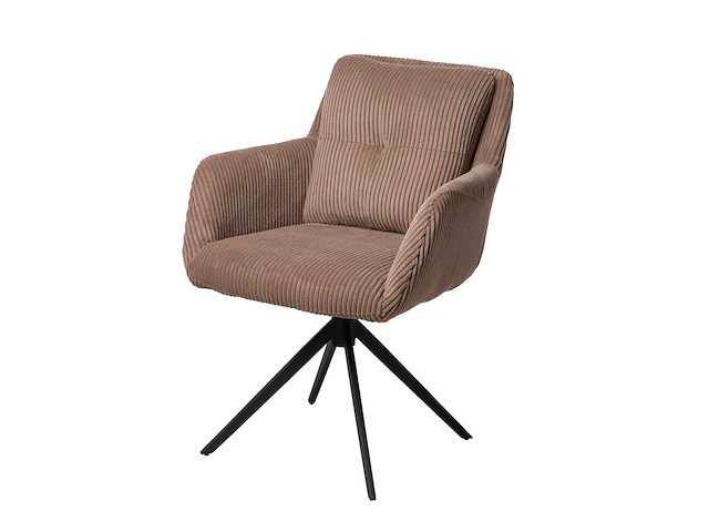 Design dining chairs brown velvet ribstof (5x) - afbeelding 1 van  4