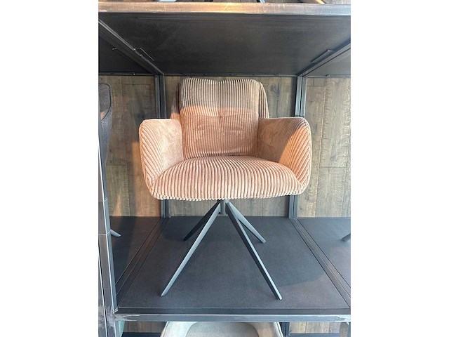 Design dining chairs brown velvet ribstof (6x) - afbeelding 4 van  4