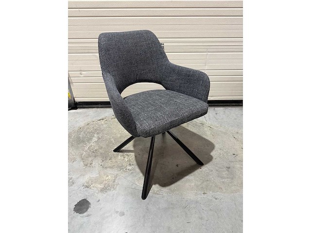 Design eetkamerstoel antraciet weave draaibaar (4x) - afbeelding 1 van  5