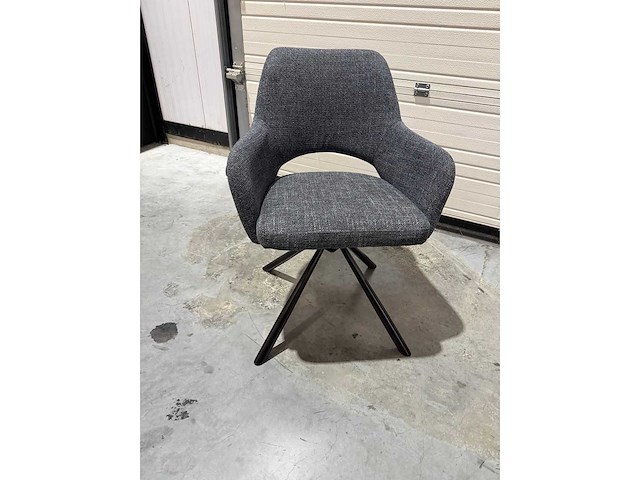Design eetkamerstoel antraciet weave draaibaar (4x) - afbeelding 5 van  5