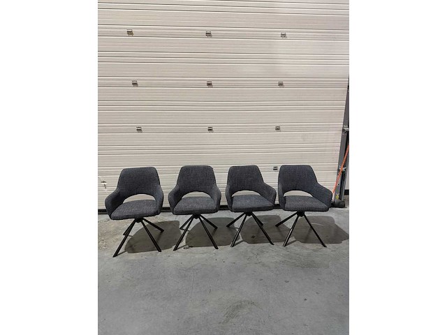 Design eetkamerstoel antraciet weave draaibaar (4x) - afbeelding 2 van  5