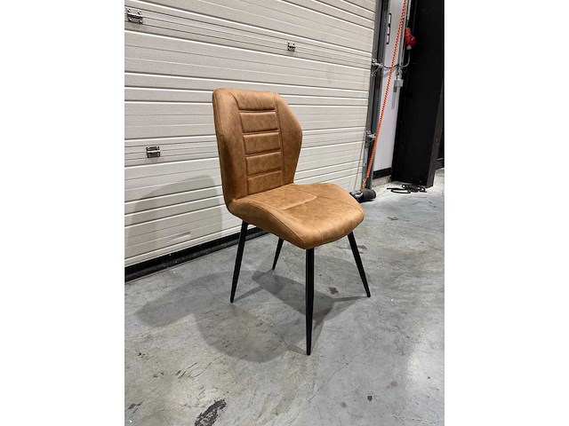 Design eetkamerstoel cognac microfiber (8x) - afbeelding 2 van  5