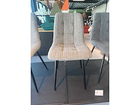 Design eetkamerstoel ecru chenille (4x) - afbeelding 5 van  5