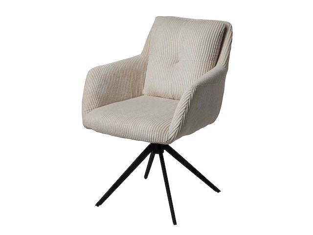 Design eetkamerstoel ecru geribt (6x) - afbeelding 1 van  4