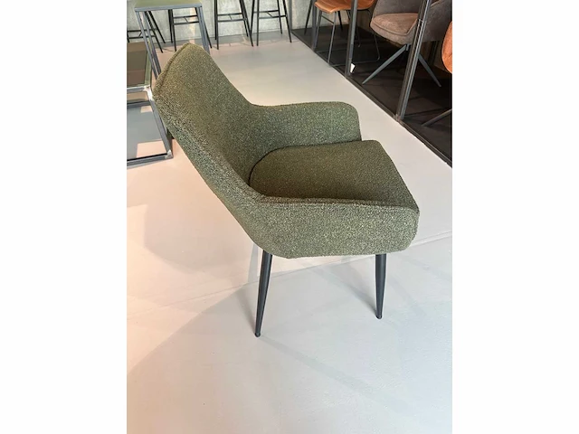 Design eetkamerstoel groen boucle (6x) - afbeelding 1 van  5