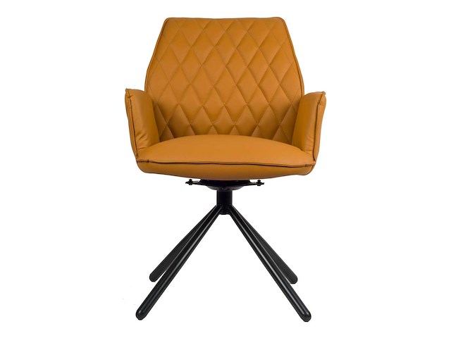 Design eetkamerstoel oranje pu leer (6x) - afbeelding 4 van  5