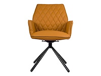 Design eetkamerstoel oranje pu leer (6x) - afbeelding 4 van  5